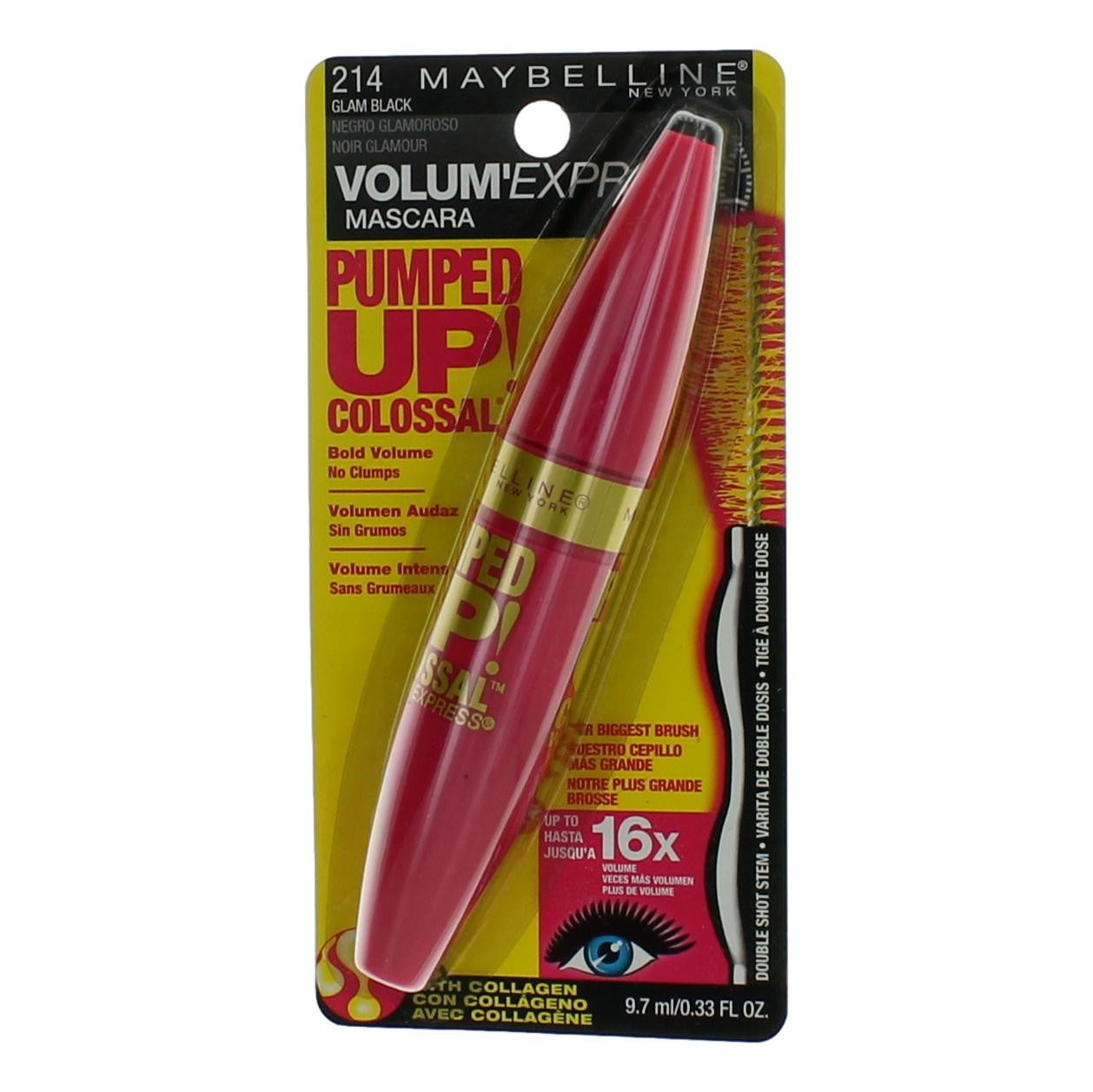 Maybelline – Maybelline Pumped Up Colossal Volum' Express . .33 oz Mascara- 214 Glam Black Fragrance (33 oz) product image