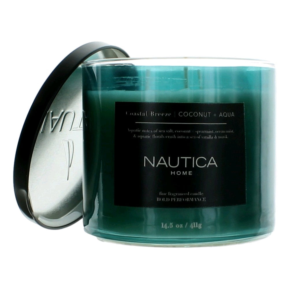 Nautica – Nautica 14.5oz Soy Wax Blend 3 Wick Candle - Coastal Breeze Coconut & Aqua Fragrance (14.5 oz) product image