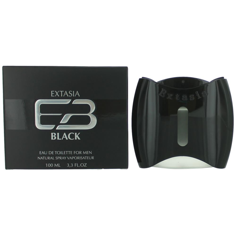 New Brand – Extasia Black Eau de Toilette Spray for Men (3.3 oz) product image