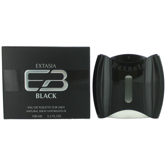 New Brand – Extasia Black Eau de Toilette Spray for Men (3.3 oz) product image