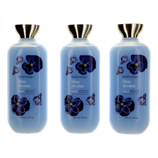 Bodycology – Blue Denim 2-in-1 Body Wash & Bubble Bath for Women (3-Pack 16 oz) product image