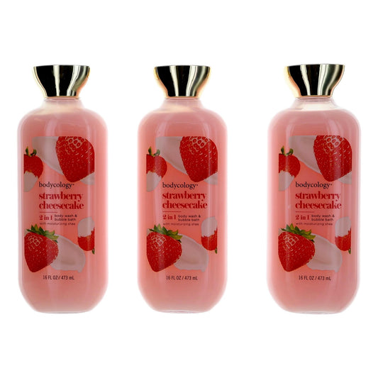 Bodycology – Strawberry Cheesecake 2-in-1 Body Wash & Bubble Bath for Women (3-Pack 16 oz) product image