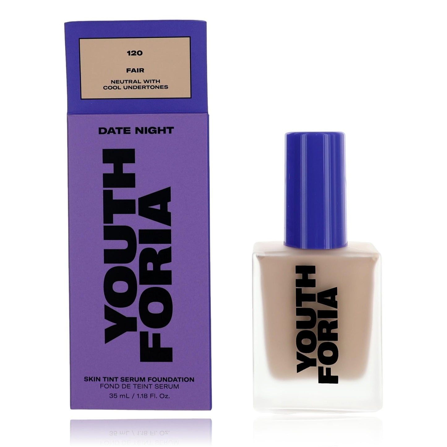 Youthforia – Date Night Skin Tint Serum Foundation 120 Fair, 1.18 Oz