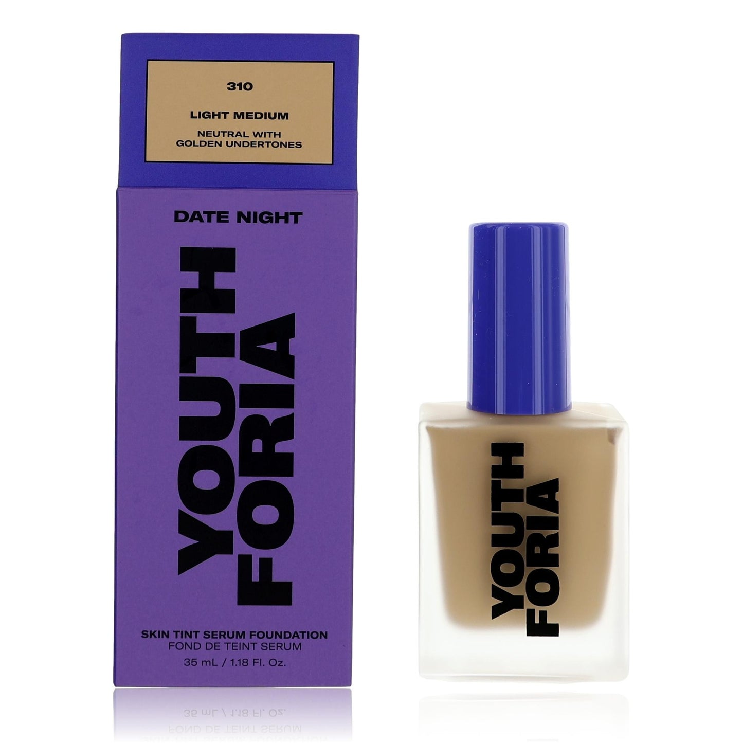 Youthforia – Date Night Skin Tint Serum Foundation 310 Light Medium, 1.18 Oz