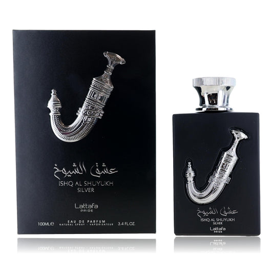 Lattafa – Ishq Al Shuyukh Silver Eau de Parfum Spray for Unisex (3.4 oz) product image