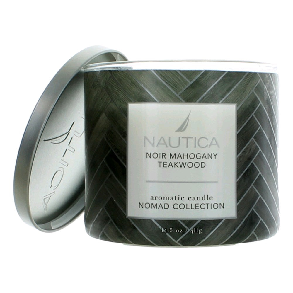 Nautica – Nautica 14.5 oz Soy Wax Blend 3 Wick Candle - Noir Mahogany Teakwood Fragrance (14.5 oz) product image