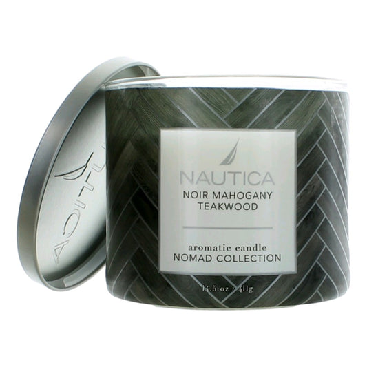 Nautica – Nautica 14.5 oz Soy Wax Blend 3 Wick Candle - Noir Mahogany Teakwood Fragrance (14.5 oz) product image