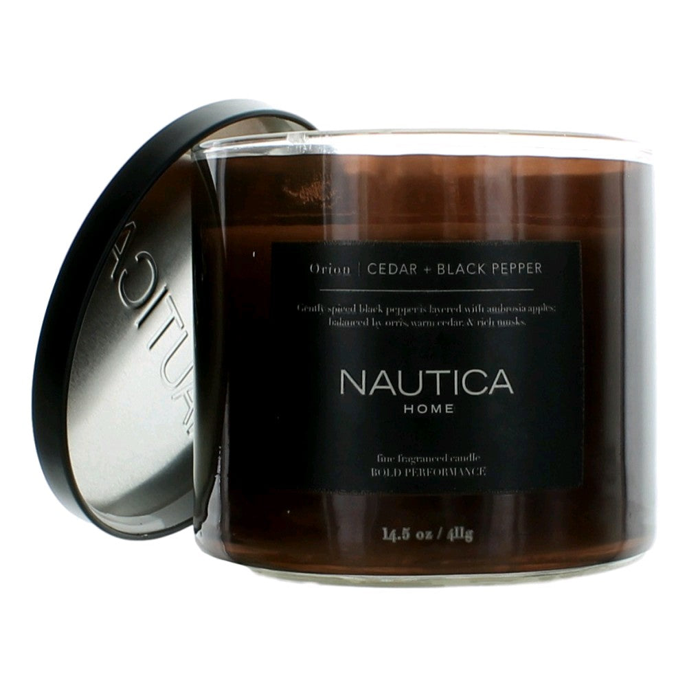 Nautica – Nautica 14.5oz Soy Wax Blend 3 Wick Candle - Orion Cedar & Black Pepper Fragrance (14.5 oz) product image