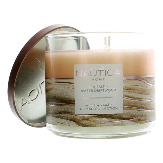 Nautica – Nautica 14.5oz Soy Wax Blend 3 Wick Candle - Sea Salt & Amber Driftwood Fragrance (14.5 oz) product image