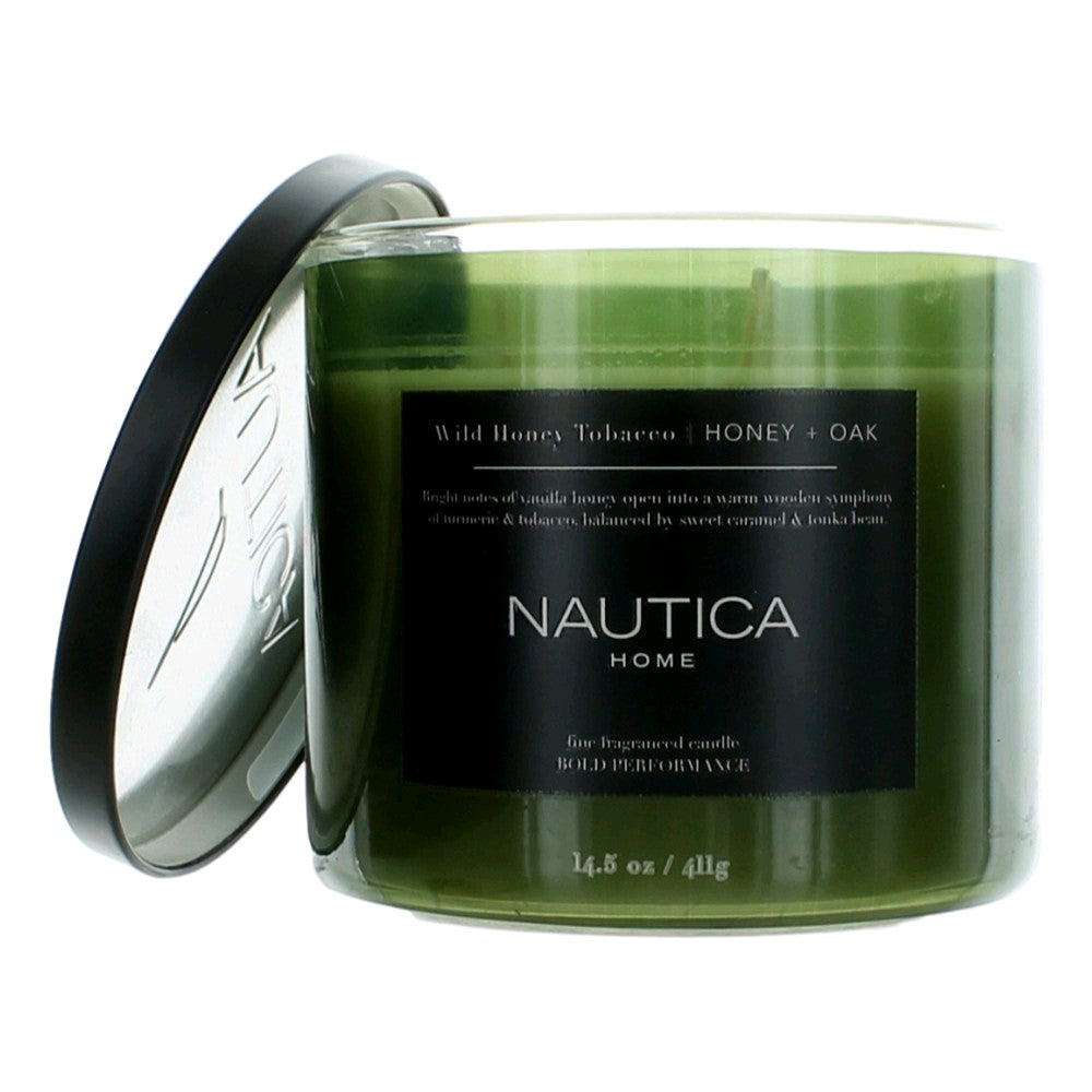 Nautica – Nautica 14.5oz Soy Wax Blend 3 Wick Candle - Wild Honey Tobacco Honey & Oak Fragrance (14.5 oz) product image